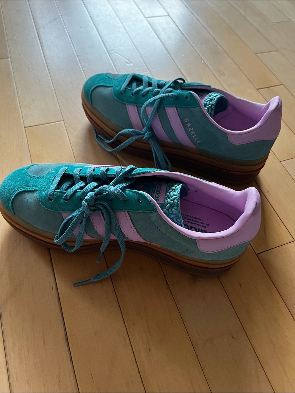 Adidas Gazelle Bold Women's Teal & Pink Platform Sneaker - Picture 3 of 11